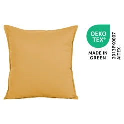 Housse de coussin 100% coton Hiva jaune ocre l.60 x H.60cm GoodHome