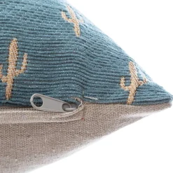 Housse de coussin - coton et chenille - bleu et doré - 40x40 cm - Atmosphera