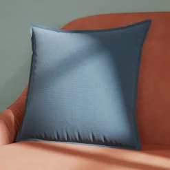 Housse de coussin 100% coton Hiva bleu l.45 x H.45cm GoodHome