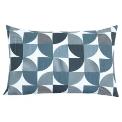 Housse de coussin 100% coton Peca imprimé géométrique bleu marine l.60 x H.40cm GoodHome