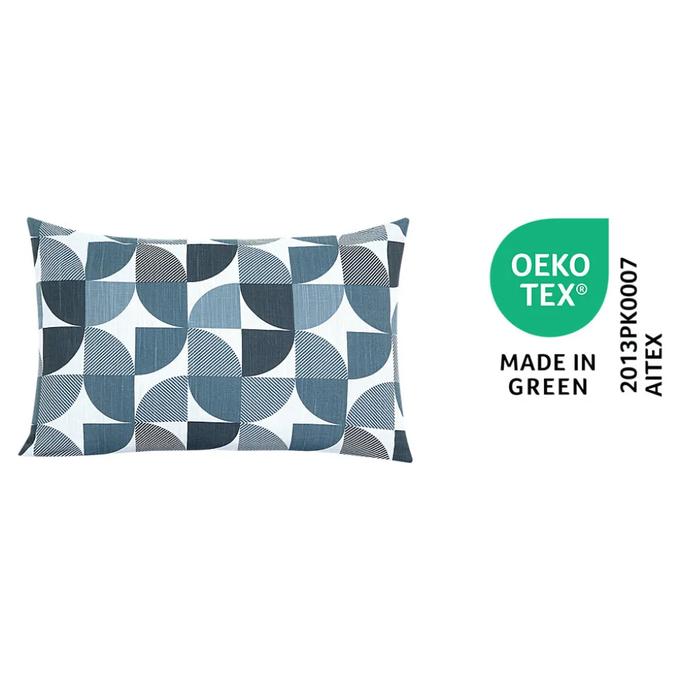 Housse de coussin 100% coton Peca imprimé géométrique bleu marine l.60 x H.40cm GoodHome