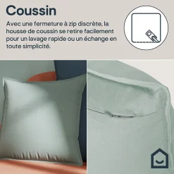 Housse de coussin 100% coton vert celadon l.45 x H.45cm GoodHome Hiva