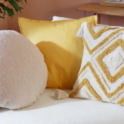 Housse de coussin 100% coton Hiva beige l.60 x H.60cm GoodHome