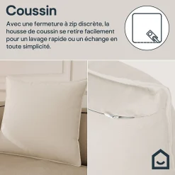 Housse de coussin 100% coton Hiva beige l.60 x H.60cm GoodHome