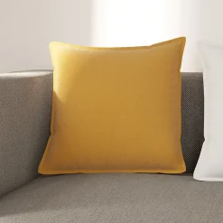 Housse de coussin 100% coton Hiva jaune ocre l.45 x H.45cm GoodHome
