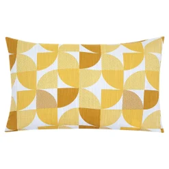 Housse de coussin 100% coton Peca imprimé géométrique jaune l.60 x H.40cm GoodHome