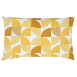 Housse de coussin 100% coton Peca imprimé géométrique jaune l.60 x H.40cm GoodHome