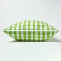 Housse de coussin à grands carreaux vichy vert, 45 x 45 cm - HOMESCAPES