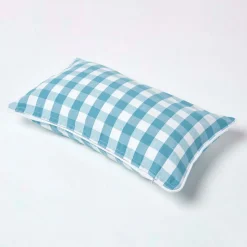 Housse de coussin à grands carreaux vichy bleu, 30 x 50 cm - HOMESCAPES