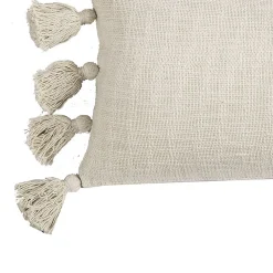 Housse de coussin à pompons en coton beige L.50 x l.30cm Deko & Co