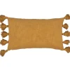 Housse de coussin à pompons en coton jaune ocre L.50 x l.30cm Deko & Co