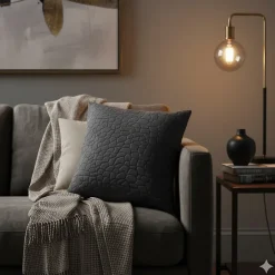 Housse de coussin 40 x 40 cm imitation poil tanzania anthracite