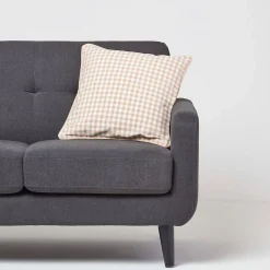Housse de coussin beige à carreaux vichy, 45 x 45 cm - HOMESCAPES