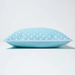 Housse de coussin bleu à pois en coton, 30 x 50 cm - HOMESCAPES