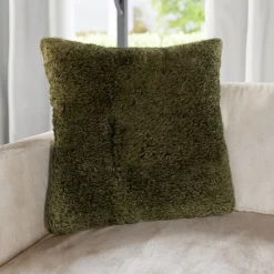 Housse de coussin bouclette Arepa vert kaki l.50 x H.30cm GoodHome