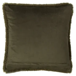 Housse de coussin bouclette Arepa vert kaki l.50 x H.30cm GoodHome