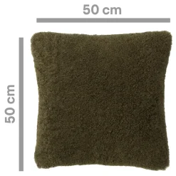 Housse de coussin bouclette Arepa vert kaki l.50 x H.30cm GoodHome