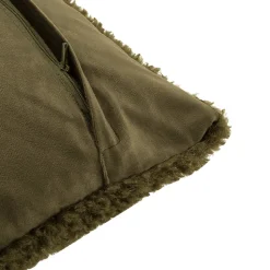 Housse de coussin bouclette Arepa vert kaki l.50 x H.30cm GoodHome