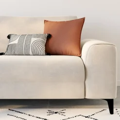 Housse de coussin brodée à pompons en coton blanc et noir L.50 x l.30cm Deko & Co