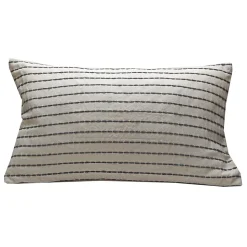 Housse de coussin brodée blanc et gris L.50 x l.30cm Deko & Co