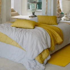 Housse de coussin capitonnée en mousseline de coton 40x60 cm ANDROS jaune jasmin