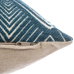 Housse de coussin chenille Géométrique bleu 40x40 cm