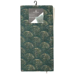 Housse de coussin coton et chenille - vert foncé - 40x40 cm - Atmosphera