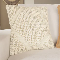 Housse de coussin coton tufté Bammy blanc cassé l.45 x H.45cm GoodHome