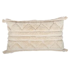 Housse de coussin coton tufté Manille imprimé bohème beige 50 x 30 cm GoodHome