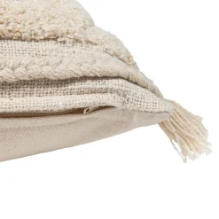 Housse de coussin coton tufté Manille imprimé bohème beige 50 x 30 cm GoodHome