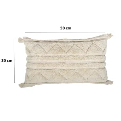 Housse de coussin coton tufté Manille imprimé bohème beige 50 x 30 cm GoodHome