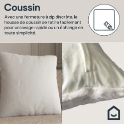 Housse de coussin effet fourrure Bolu blanc l.45 x H.45cm GoodHome