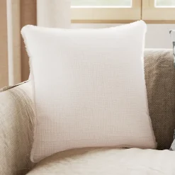 Housse de coussin effet gaz de coton beige rose L.45 x l.45cm GoodHome