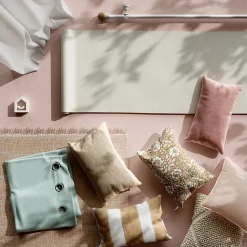 Housse de coussin effet gaz de coton beige rose L.45 x l.45cm GoodHome