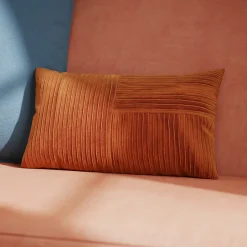 Housse de coussin effet velours cotelé Gareta terracotta l.50 x H.30cm GoodHome