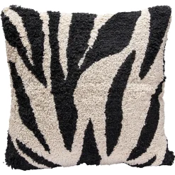 Housse de coussin en coton tufté rayés blanc et noir 45 x 45cm Zélie, Deko & Co