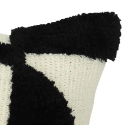 Housse de coussin en coton Aizu imprimé géométrique noir et blanc l.45 x H.45cm GoodHome