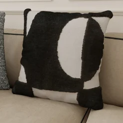 Housse de coussin en coton Aizu imprimé géométrique noir et blanc l.45 x H.45cm GoodHome