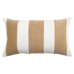 Housse de coussin en coton Kolar rayures blanc et beige l.50 x H.30cm GoodHome