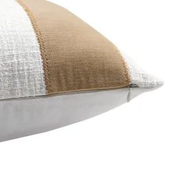 Housse de coussin en coton Kolar rayures blanc et beige l.50 x H.30cm GoodHome