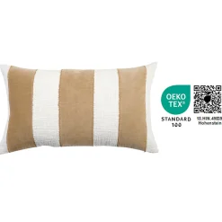 Housse de coussin en coton Kolar rayures blanc et beige l.50 x H.30cm GoodHome