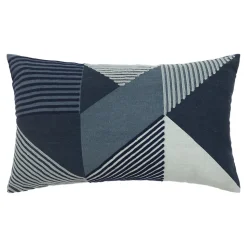 Housse de coussin en coton Corton imprimé géométrique bleu 50 x 30 cm GoodHome