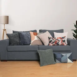 Housse de coussin en coton Corton imprimé géométrique bleu 50 x 30 cm GoodHome
