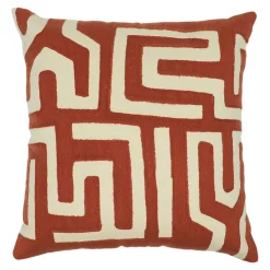 Housse de coussin en coton Manado imprimé géométrique terracotta et blanc l.45 x H.45cm GoodHome