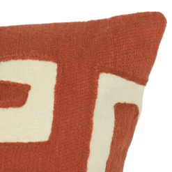 Housse de coussin en coton Manado imprimé géométrique terracotta et blanc l.45 x H.45cm GoodHome