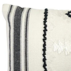 Housse de coussin en coton Sirsa imprimé bohème noir et blanc l.50 x H.30 GoodHome