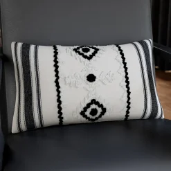 Housse de coussin en coton Sirsa imprimé bohème noir et blanc l.50 x H.30 GoodHome