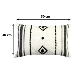 Housse de coussin en coton Sirsa imprimé bohème noir et blanc l.50 x H.30 GoodHome