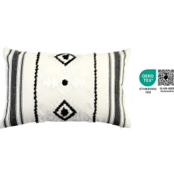 Housse de coussin en coton Sirsa imprimé bohème noir et blanc l.50 x H.30 GoodHome