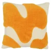Housse de coussin en coton Arribas effet velours blanc et jaune l.45 x H.45cm GoodHome
